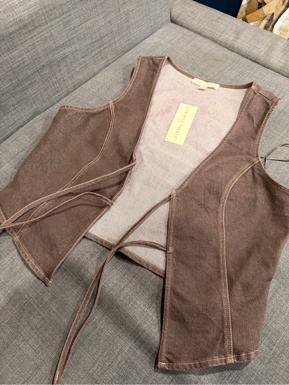 Free People Brown Tie-Front Vest Top